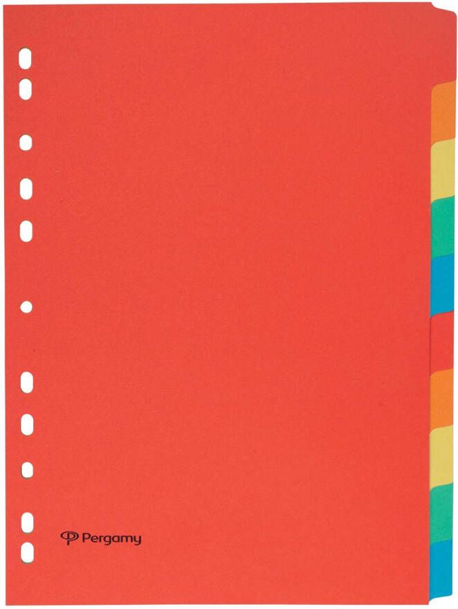 Pergamy tabbladen ft A4 11-gaatsperforatie karton geassorteerde kleuren 10 tabs 25 stuks