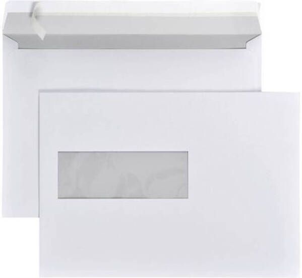 DULA C5 Enveloppen A5 formaat wit Met venster links 229 x 162 mm 25 stuks Zelfklevend met plakstrip 80 Gram