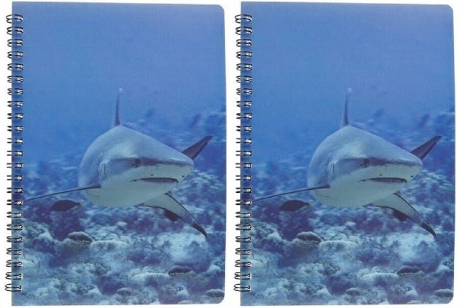 Ravensden 2x stuks haaien schrift 3D 21cm Notitieboek