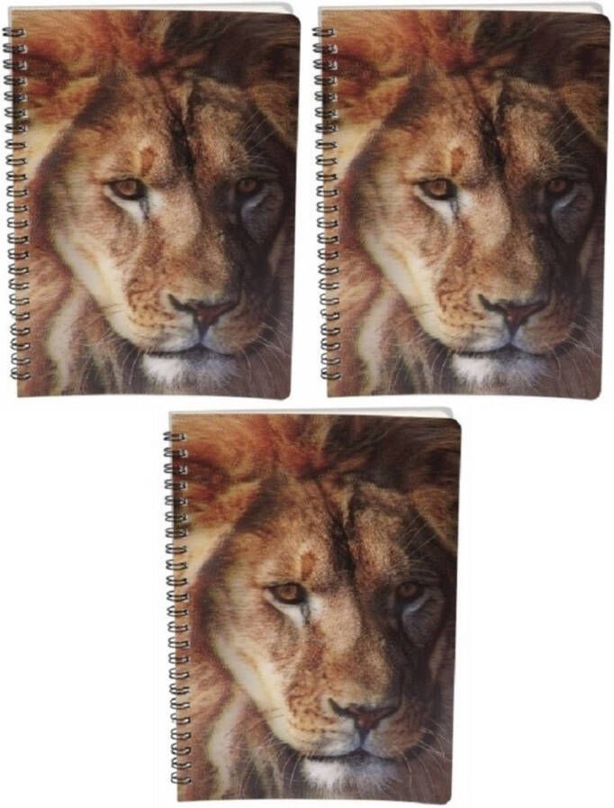 Ravensden 3x stuks leeuw schrift 3D 21cm Notitieboek