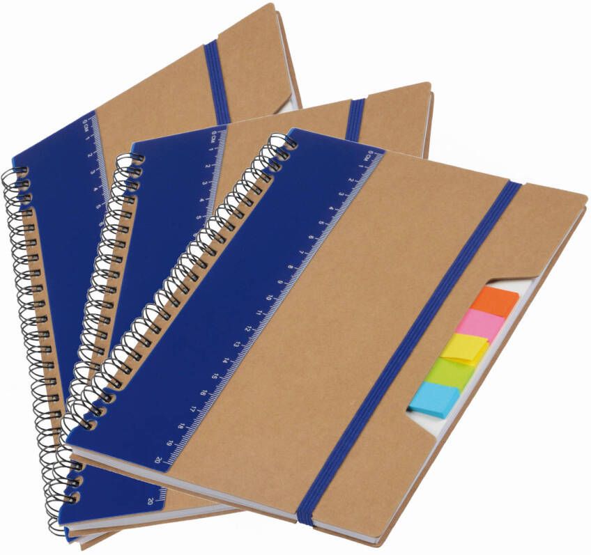 Merkloos Pakket van 3x stuks schoolschriften collegeblokken A5 blauw Notitieboek