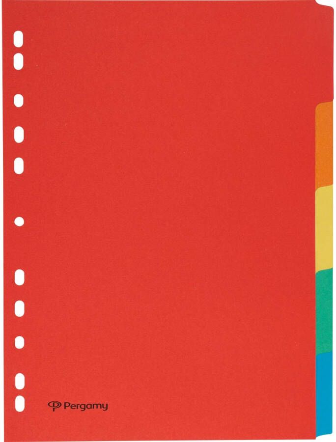Pergamy tabbladen ft A4 11-gaatsperforatie karton geassorteerde kleuren 5 tabs 50 stuks