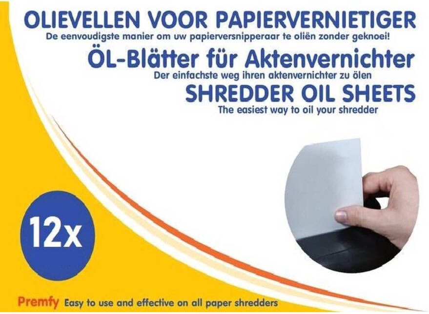 Premfy Olievellen voor papierversnipperaar 12 stuks Papiervernietiger Olievellen Oil Sheets Shredder 12 Pack