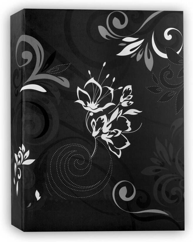 ZEP Fotoboek fotoalbum Umbria met insteekhoesjes zwart bloemenprint voor 100 fotos 13 x 16 5 x 5 cm Fotoalbums