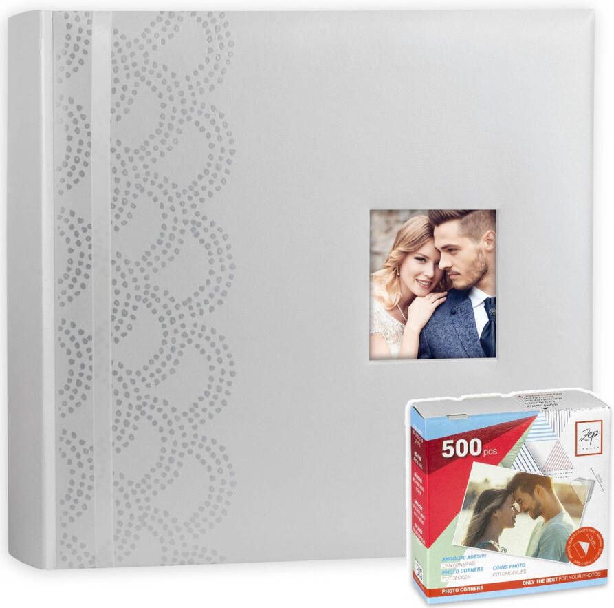 ZEP Luxe fotoboek fotoalbum Anais bruiloft huwelijk met 50 paginas wit 32 x 32 x 5 cm inclusief plakkers Fotoalbums