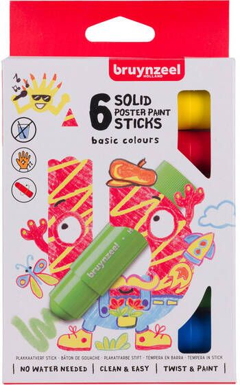 Bruynzeel Plakkaatverf sticks Basic 6 kleuren