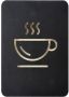 Europel Stijlvol zelfklevend "Koffie" pictogrambord voor kantoor en horeca. Enkelzijdig gefreesd met een zwarte oppervlak. Uitgefreesd u - Thumbnail 2