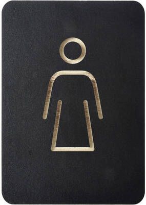 Europel Stijlvol zelfklevend "Vrouw" pictogrambord. Enkelzijdig gefreesd met een zwarte oppervlak. Uitgefreesd uit hoogwaardig multiplex