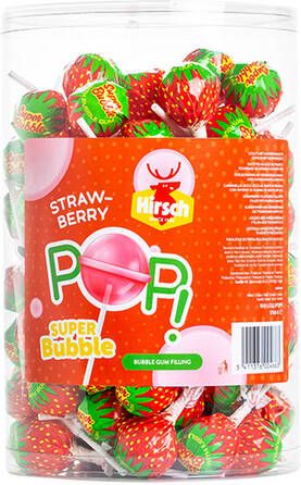 Hirsch Lolly super bubble strawberry 100x17 gram