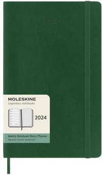 Moleskine Agenda 2024 12M Planner Weekly 7dag 1pagina large 130x210mm soft cover myrtle green