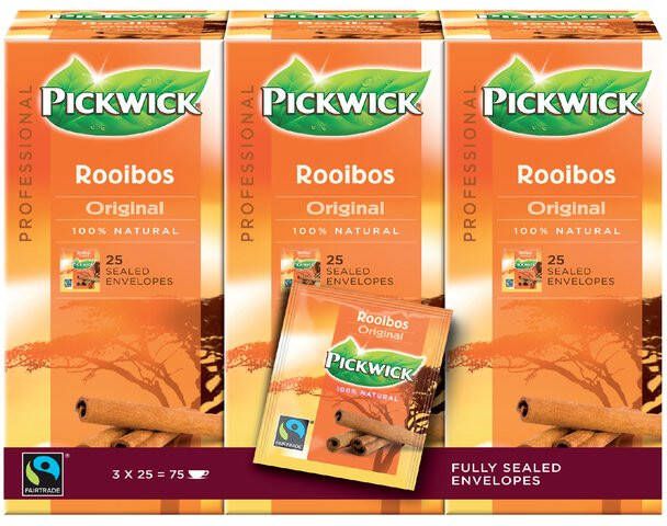 Pickwick Thee Fair Trade rooibos 25 zakjes van 1.5gr