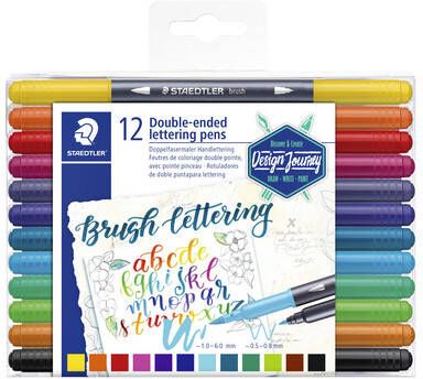 Staedtler brushpen Brush letter duo doos van 12 stuks in geassorteerde kleuren