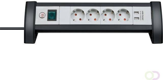 brennenstuhl Stekkerdoos bureau Premium 4-voudig met schakelaar incl. 2 USB 1 8m wit grijs