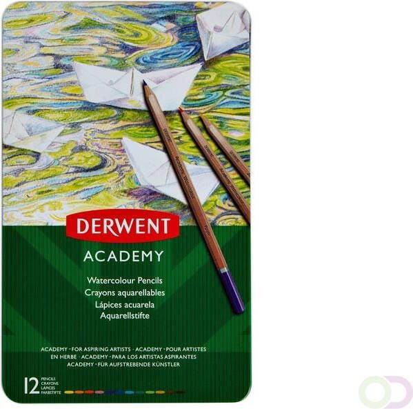 Derwent Kleurpotloden Academy aquarel blik Ã  12 stuks assorti