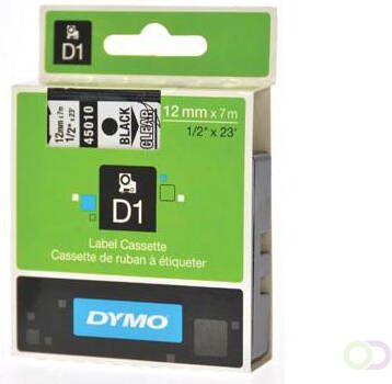 Dymo D1 tape 12 mm zwart op transparant