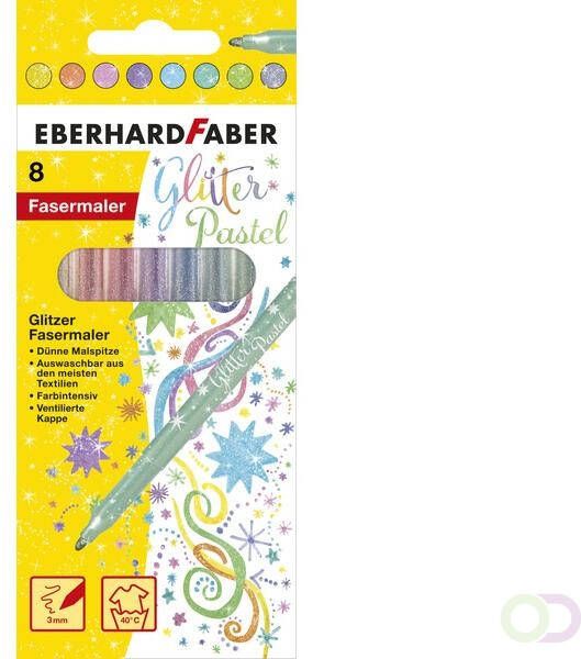 Eberhard Faber Viltstiften Glitter pastel kleuren assorti 8st.