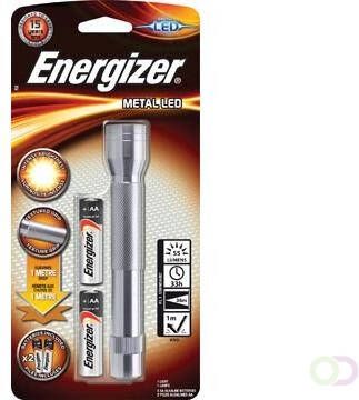 Energizer zaklamp Metal LED 2AA inclusief 2 AA batterijen op blister