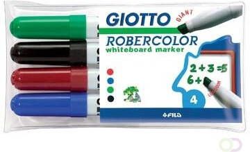 Giotto Robercolor whiteboardmarker maxi schuine punt etui met 4 stuks in geassorteerde kleuren