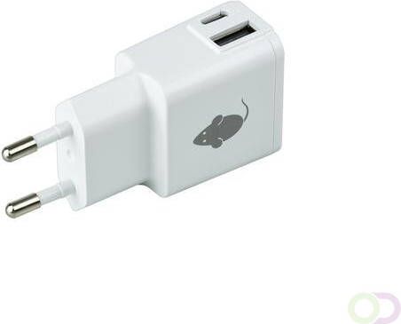 Green Mouse Oplader USB-C 1x en USB-A 1x 2.4A wit