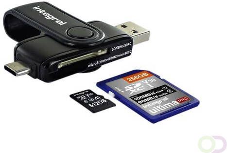 Integral Kaartlezer SD Micro SD naar 3.1 USB-C USB-A