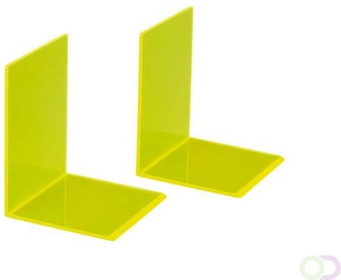 MAUL Boekensteun 10x10x13cm acryl set 2 neon geel transparant