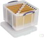Really Useful Boxes van stevig kunststof | VindiQ Really Useful Box 42 liter transparant per stuk verpakt in karton - Thumbnail 3