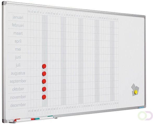 Smit Visual Planbord Softline profiel 8mm Jaar GB incl. dagstroken 120x60cm