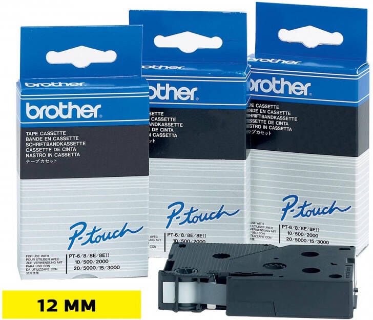 Brother TC tape voor P Touch 12 mm zwart op geel