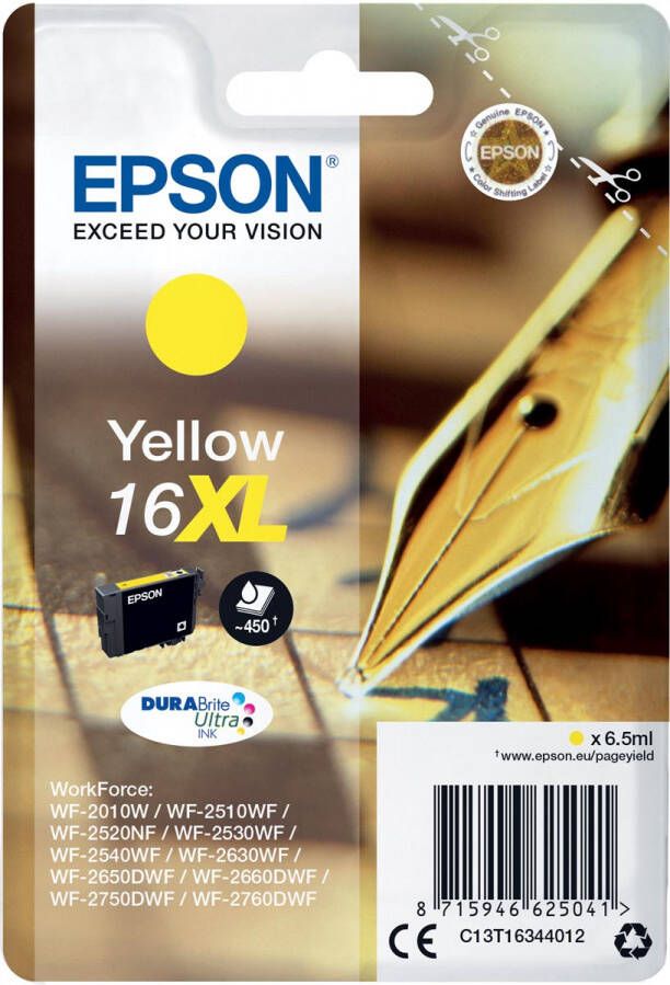 Epson inktcartridge 16XL 450 pagina&apos;s OEM C13T16344012 geel
