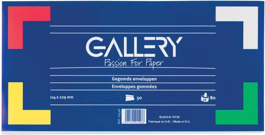 Gallery enveloppen ft 114 x 229 mm gegomd pak van 50 stuks