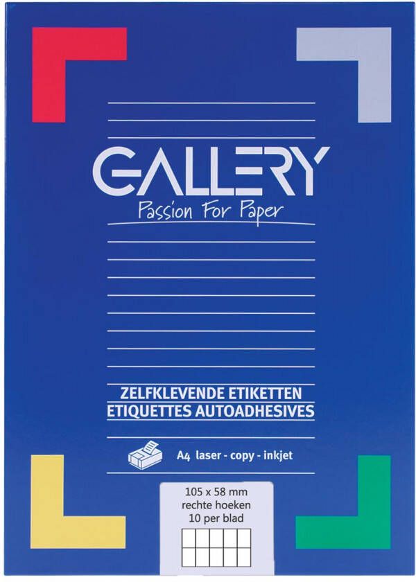 Gallery witte etiketten ft 105 x 58 mm (b x h) rechte hoeken doos van 1.000 etiketten