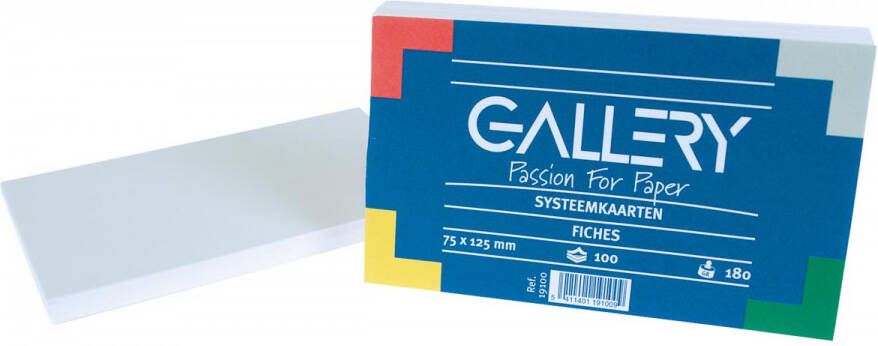 Gallery witte systeemkaarten ft 7 5 x 12 5 cm effen pak van 100 stuks