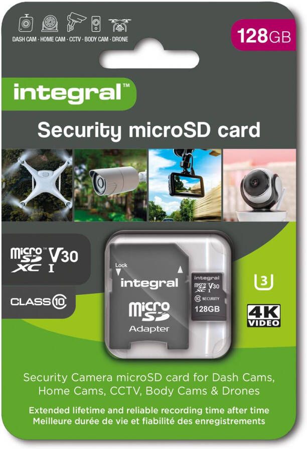 Integral Security microSDXC geheugenkaart Class 10 V30 128 GB