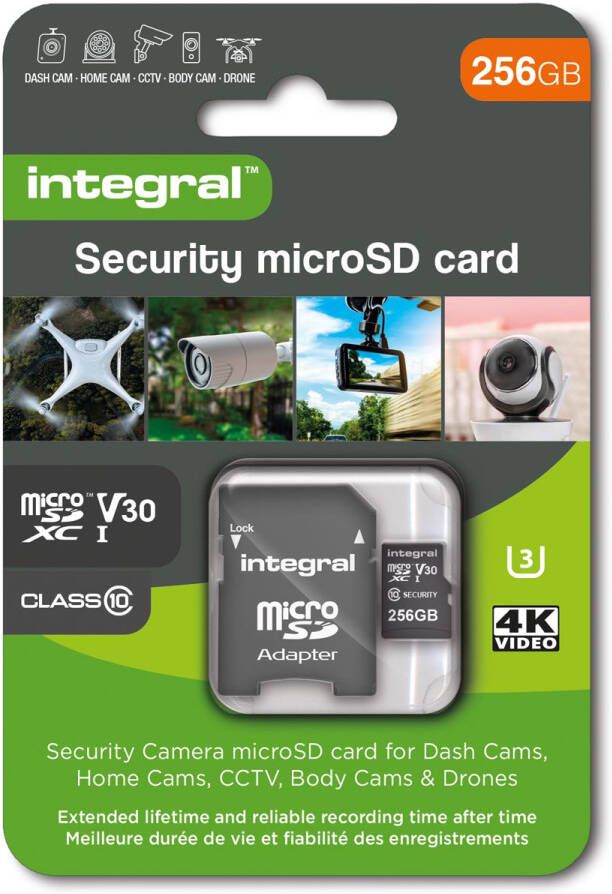Integral Security microSDXC geheugenkaart Class 10 V30 256 GB