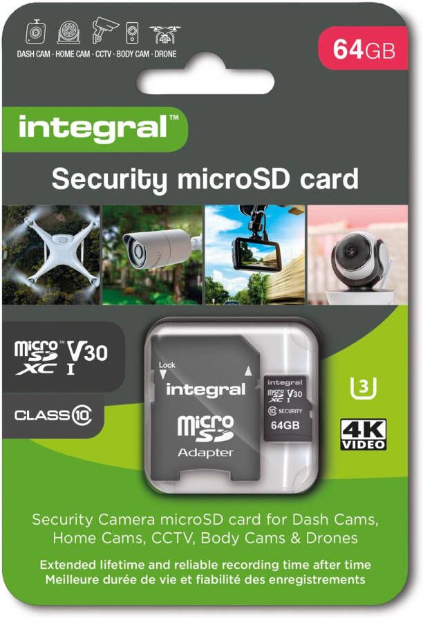 Integral Security microSDXC geheugenkaart Class 10 V30 64 GB