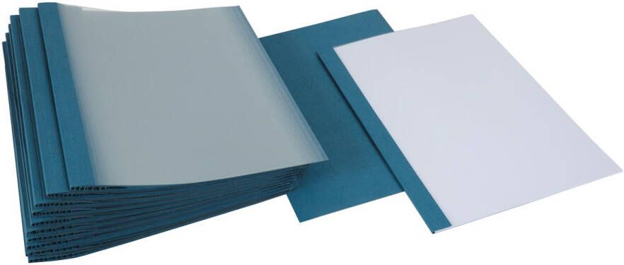 Pergamy thermische omslagen ft A4 karton lederlook rug van 3 mm pak van 100 stuks blauw