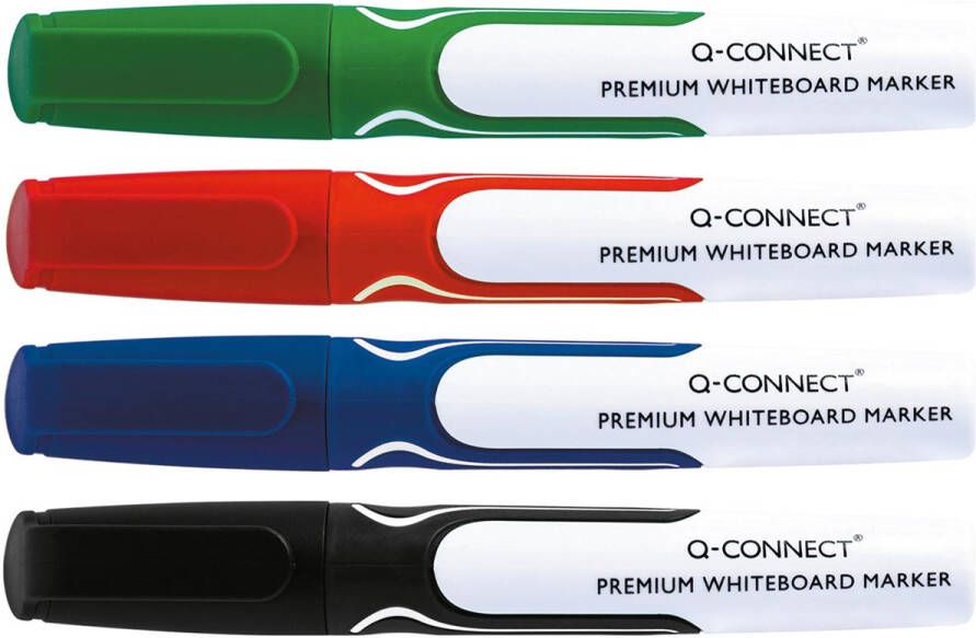Q-CONNECT Premium whiteboard marker ronde punt set van 4 stuks in geassorteerde kleuren