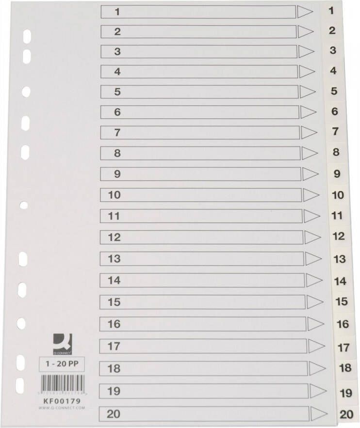 Q-Connect Q Connect tabbladen set 1 20 met indexblad ft A4 wit