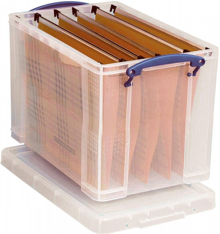 Really Useful Boxes van stevig kunststof | VindiQ Really Useful Box opbergdoos 19 liter hangmappenkoffer inclusief 10 hangmappen transparant