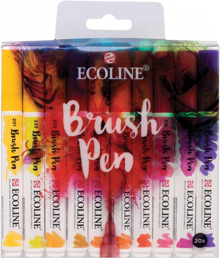Talens Ecoline Brush pen etui met 20 stuks in geassorteerde kleuren