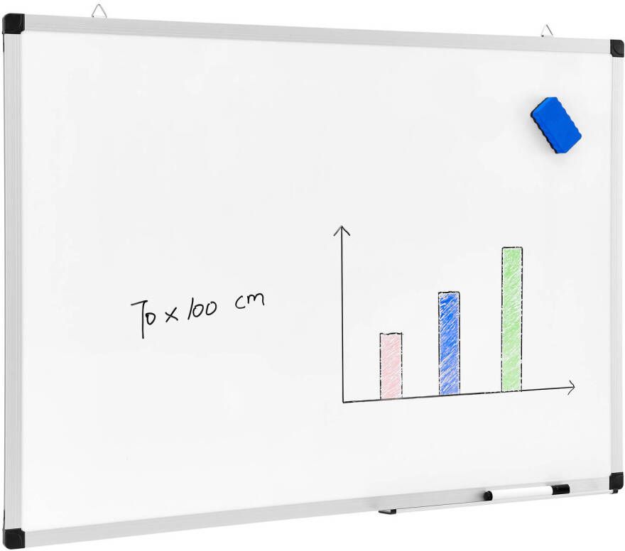 Acaza Magnetisch whiteboard 70x100cm Magneetbord Memobord met uitwisbare Stift Wisser en afleggoot