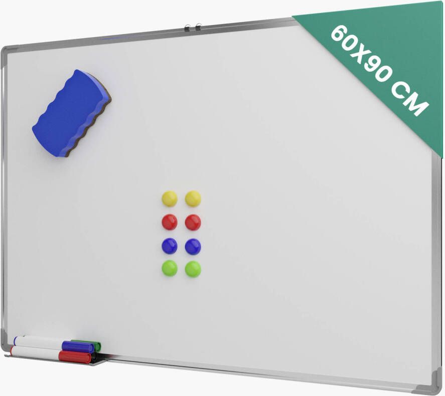 Avalo Whiteboard 60x90 cm 14 in 1 set Whiteboard Magnetisch inclusief Markers Magneten & Wisser