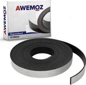 Awemoz Magneetband met Plakstrip 10 Meter Lang Magneetstrip Magneet Tape Magnetisch Tape Zelfklevend Zwart