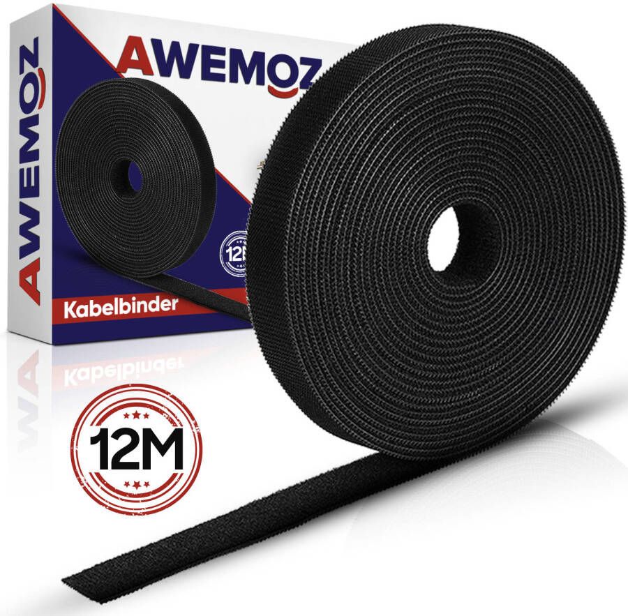 Awemoz Velcro Kabelbinders 12 Meter Lang Zwarte Kabel Organiser Kabel management Cable Organizer