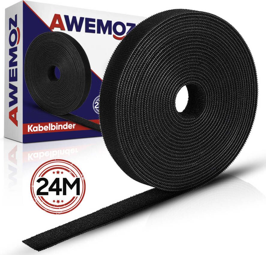 Awemoz Velcro Kabelbinders 24 Meter Lang Zwarte Kabel Organiser Kabel management Cable Organizer