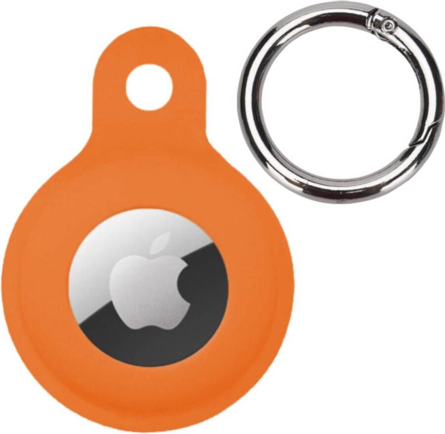 Basey Airtag Hoesje Case Airtag Sleutelhanger Siliconen Hoes Oranje