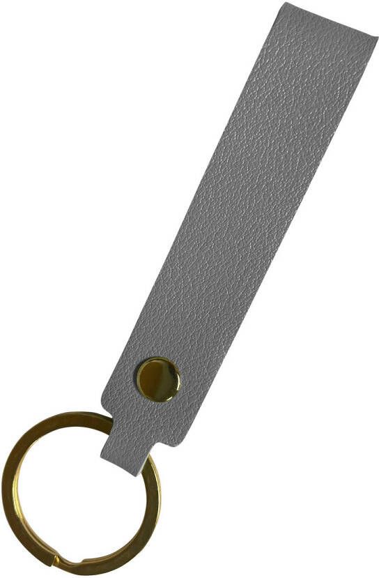 Basey Sleutelhanger Leer Leren Sleutelhanger Met Sleutelhanger Ring Grijs