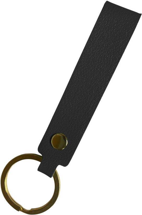 Basey Sleutelhanger Leer Leren Sleutelhanger Met Sleutelhanger Ring Zwart