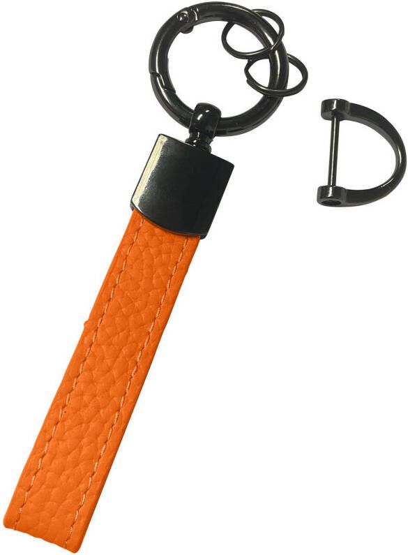 Basey Sleutelhanger Leer Leren Sleutelhanger Met Sleutelhanger Ringen Oranje