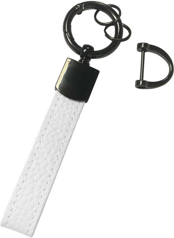Basey Sleutelhanger Leer Leren Sleutelhanger Met Sleutelhanger Ringen Wit